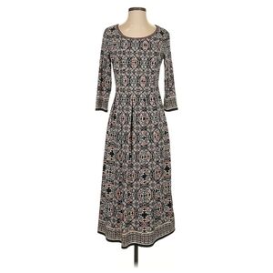 Max Studio Black Print Midi Dress With 3/4 Sleeves